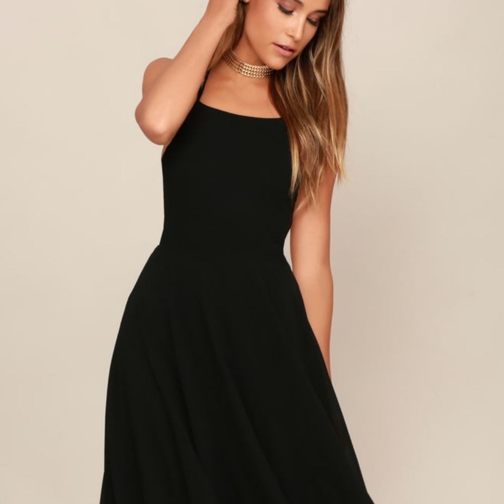 Lulus black strappy back gown/maxi dress